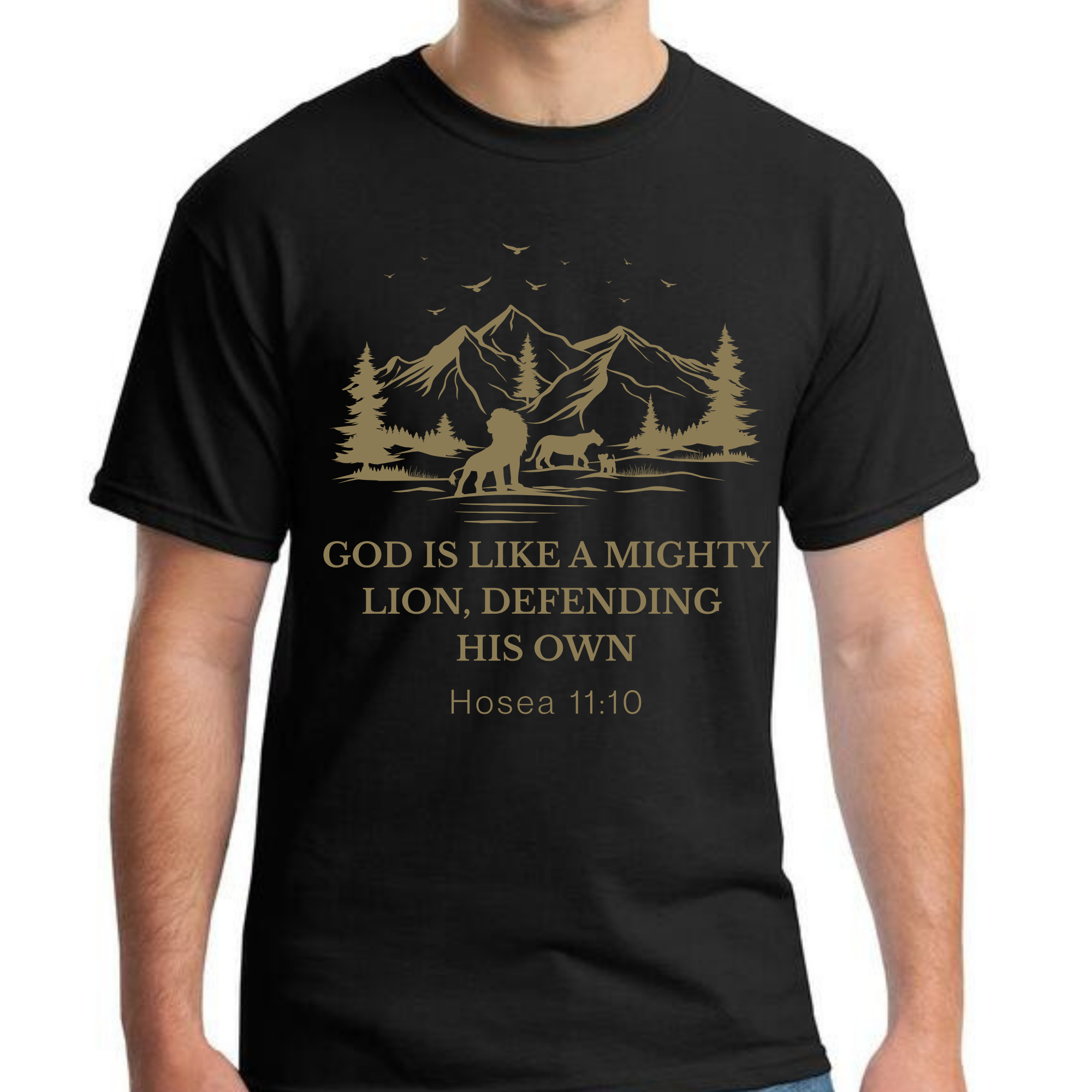 Christian T-Shirt – God Is Like a Mighty Lion | Hosea 11:10 Tee