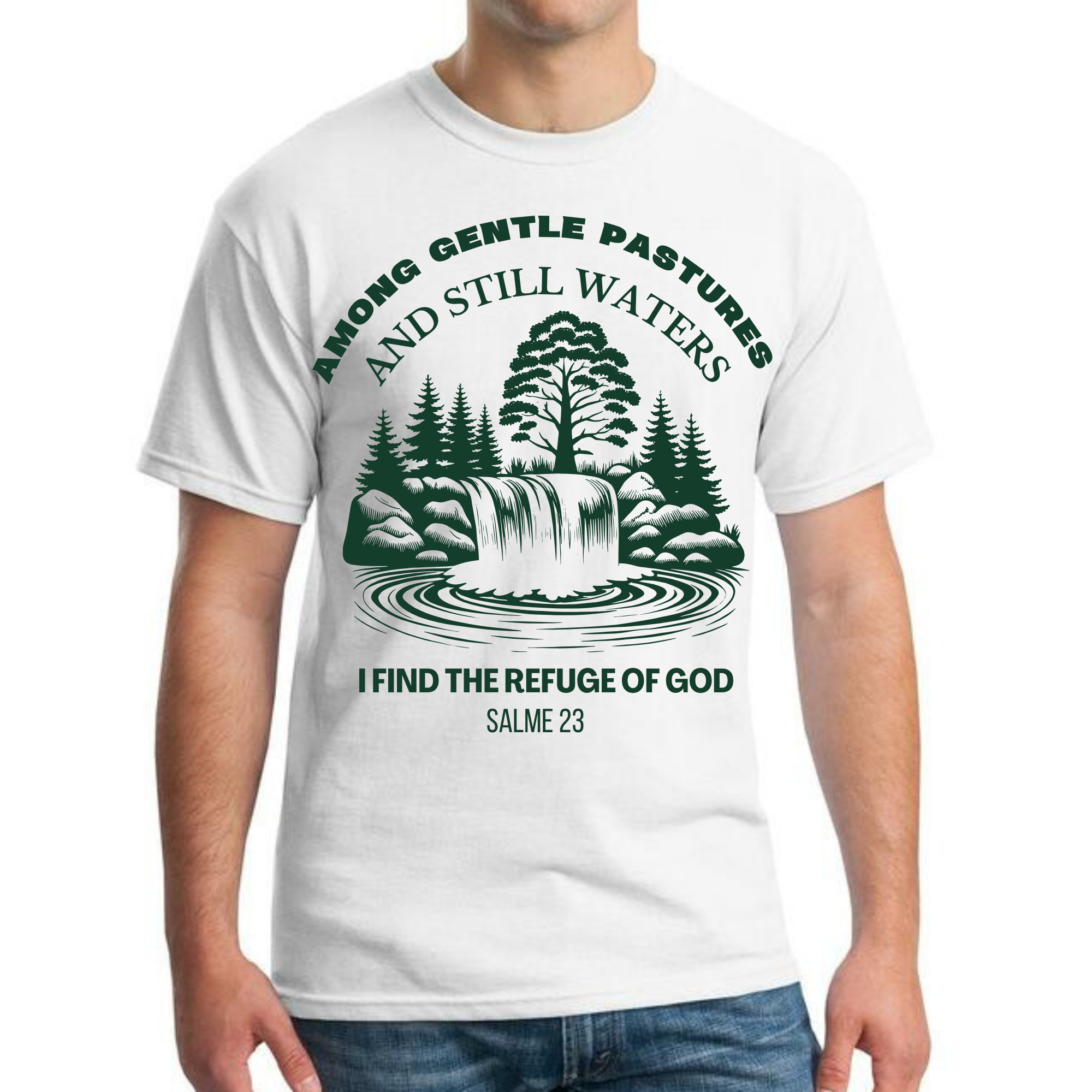 Psalm 23 T-Shirt – Still Waters & Refuge of God Design | Christian Tee