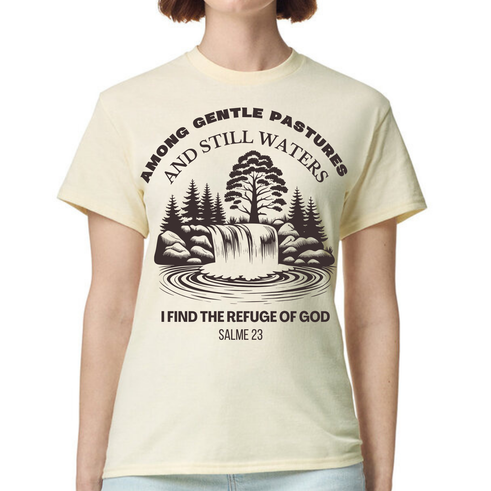 Psalm 23 Women's Christian T-Shirt – Still Waters & Refuge of God